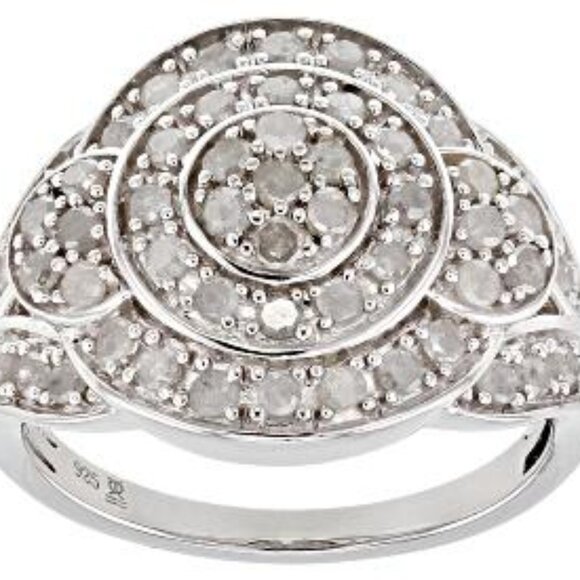 1.00ctw Round White DIAMOND Rhodium over STERLING SILVER RING - Size :7 - Picture 14 of 16
